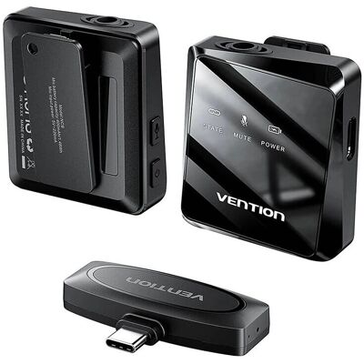Set microfoni wireless Vention - 2 microfoni, USB-C, nero Set microfoni wireless Vention - 2 microfoni, USB-C, nero