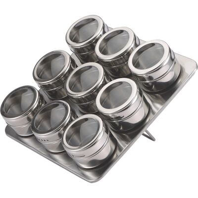 MasterPro Edelstahl Magnetischer Gewürzregal mit 9 Gläsern - Gewürzbehälter MasterPro Edelstahl Magnetischer Gewürzregal mit 9 Gläsern - Gewürzbehälter