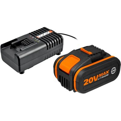 WORX 20V/4Ah Batteri- og Lader-Sett - PowerShare WORX 20V/4Ah Batteri- og Lader-Sett - PowerShare