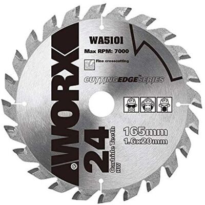 Worx WA5101 - 165mm TCT Wood Cutting Blade - Saw Blade Worx WA5101 - 165mm TCT Wood Cutting Blade - Saw Blade