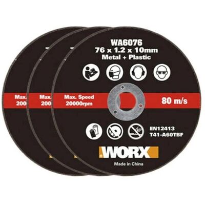 Discos de corte em metal Worx WA6076.3 - para WX801 Chopper Discos de corte em metal Worx WA6076.3 - para WX801 Chopper