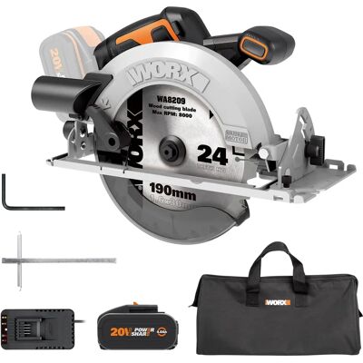 Worx Cirkelzaag 20V WX520 - Lichtgewicht, Verstelbaar, Incl. Batterij Worx Cirkelzaag 20V WX520 - Lichtgewicht, Verstelbaar, Incl. Batterij