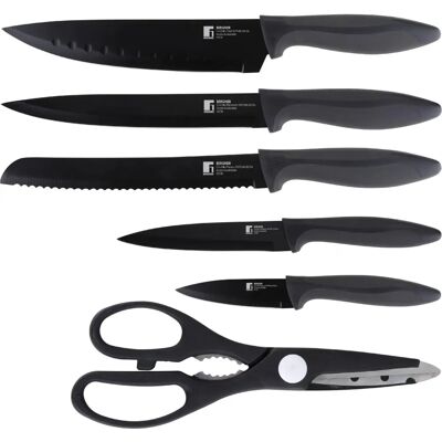 Set di coltelli da cucina in acciaio inossidabile Bergner - Nero - 5 pz Set di coltelli da cucina in acciaio inossidabile Bergner - Nero - 5 pz
