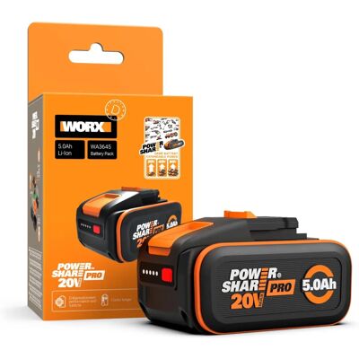 Batterie d'Outil Électrique Worx WA3645 20V - 5.0Ah - Publicité Batterie d'Outil Électrique Worx WA3645 20V - 5.0Ah - Publicité