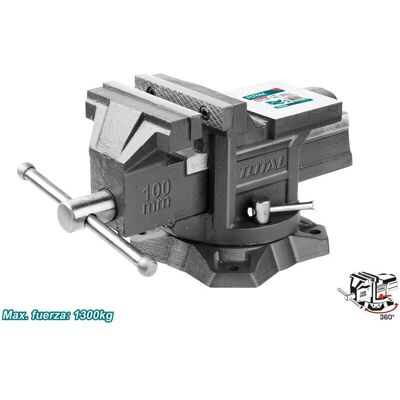 Torno de banco Total Tools 4 pulgadas base giratoria 1300kg fuerza Torno de banco Total Tools 4 pulgadas base giratoria 1300kg fuerza