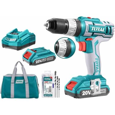 TOTAL Trapano cordless 20V - 45Nm, 50 accessori TOTAL Trapano cordless 20V - 45Nm, 50 accessori