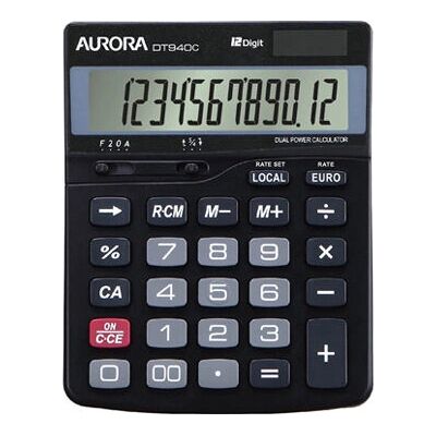 Aurora DT940C Calculator - 12 Digit LCD - Currency Conversion - Basic Black Aurora DT940C Calculator - 12 Digit LCD - Currency Conversion - Basic Black