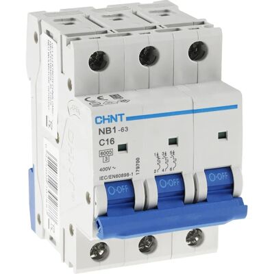 Chint NB1-3-16C 3P 16A Circuit Breaker - 6kA, DIN Mount Chint NB1-3-16C 3P 16A Circuit Breaker - 6kA, DIN Mount
