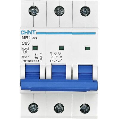 Chint NB1-63 3P Automatsäkring - 63A 6kA, IEC 60947-2 Chint NB1-63 3P Automatsäkring - 63A 6kA, IEC 60947-2