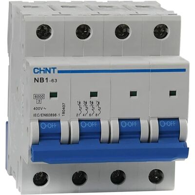 Interrupteur magnetotermique Chint 4P 25A 6kA - Protection Industrielle - Publicité Interrupteur magnetotermique Chint 4P 25A 6kA - Protection Industrielle - Publicité