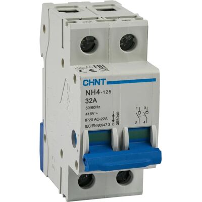 Disgiuntore CHINT NH4-125/32-2P - 32A, 2 Moduli Disgiuntore CHINT NH4-125/32-2P - 32A, 2 Moduli