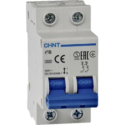 Interruttore Magnetotermico Chint 20A 4,5kA Curva C 2 Moduli Interruttore Magnetotermico Chint 20A 4,5kA Curva C 2 Moduli