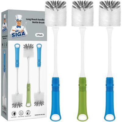 MR. SIGA Escova para Garrafa de Cabo Longo - Conjunto de 3 MR. SIGA Escova para Garrafa de Cabo Longo - Conjunto de 3
