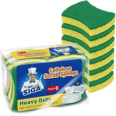 Esponja de celulose resistente MR.SIGA - Lava-louças - Pack de 12 Esponja de celulose resistente MR.SIGA - Lava-louças - Pack de 12