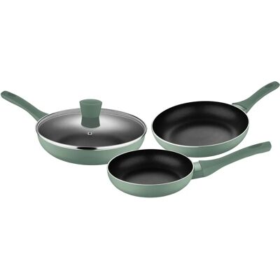 San Ignacio Grünes Aluminium Kochgeschirr-Set - 3 Pfannen & Deckel San Ignacio Grünes Aluminium Kochgeschirr-Set - 3 Pfannen & Deckel