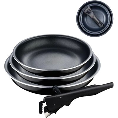 Bergner Click & Cook Schwarzes Aluminium Pfannen Set - 3 Stück Bergner Click & Cook Schwarzes Aluminium Pfannen Set - 3 Stück