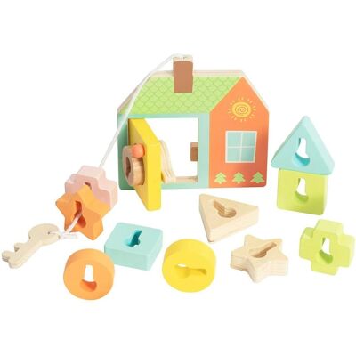 Classic World Verriegelbare Tür - Holzverschachtelungsblöcke für Formen und Schlüssel Classic World Verriegelbare Tür - Holzverschachtelungsblöcke für Formen und Schlüssel