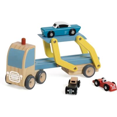 Classic World Holztransporter mit 3 Autos - Spielzeug Classic World Holztransporter mit 3 Autos - Spielzeug