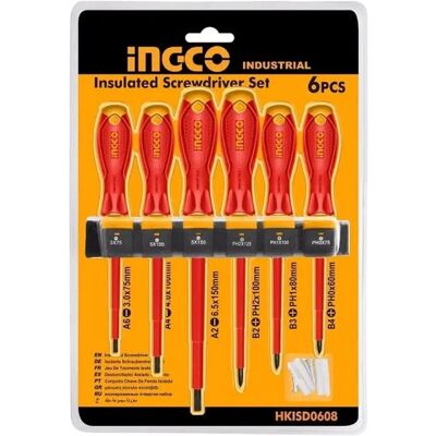 INGCO HKISD0608 - Ensemble de 6 Tournevis Isolés pour Électricien - Publicité INGCO HKISD0608 - Ensemble de 6 Tournevis Isolés pour Électricien - Publicité