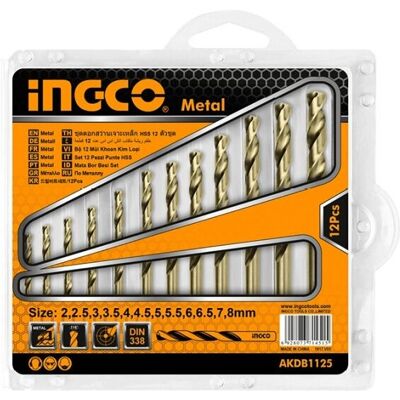 Set di 12 punte Ingco AKDB1125 - Metallo HSS Set di 12 punte Ingco AKDB1125 - Metallo HSS