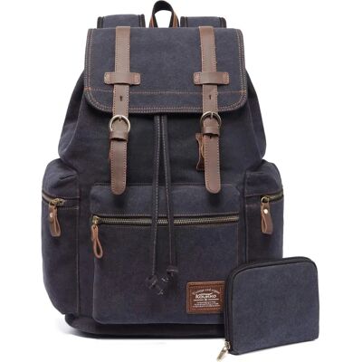 Kaukko Sac à Dos Vintage en Cuir Décontracté - Noir - Sac à Dos - Publicité Kaukko Sac à Dos Vintage en Cuir Décontracté - Noir - Sac à Dos - Publicité