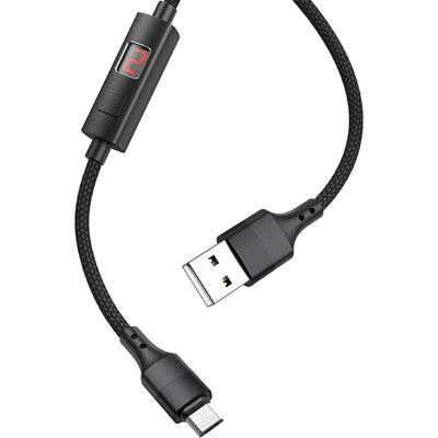 Cable Micro-USB Hoco para carga y sincronización - 1,2m, temporizador, Negro Cable Micro-USB Hoco para carga y sincronización - 1,2m, temporizador, Negro