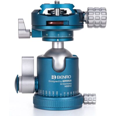 Benro NBBH2 Tripod Head - Blue, Silver Metal, 1/4, 3/8" - Tripod Head Benro NBBH2 Tripod Head - Blue, Silver Metal, 1/4, 3/8" - Tripod Head