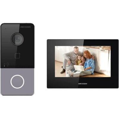 Hikvision DS-KIS605-P - Kit Vídeo Porteiro 7" Toque PoE Hikvision DS-KIS605-P - Kit Vídeo Porteiro 7" Toque PoE
