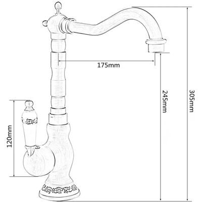 Ulisem - Vintage Spültischarmatur - Keramikgriff - Bronze - 360° drehbar - Armatur Ulisem - Vintage Spültischarmatur - Keramikgriff - Bronze - 360° drehbar - Armatur