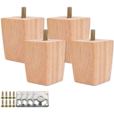 ULISEM - BedLegs-4x5cm - Massivholz - Mit Montagesplatten und Schrauben - Möbelbeine ULISEM - BedLegs-4x5cm - Massivholz - Mit Montagesplatten und Schrauben - Möbelbeine