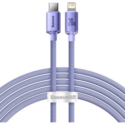 Série kabelů Baseus Crystal Shine Rychlé nabíjení a přenos dat Type-C na iP 20W 2m Fialová - Data Kabel Série kabelů Baseus Crystal Shine Rychlé nabíjení a přenos dat Type-C na iP 20W 2m Fialová - Data Kabel
