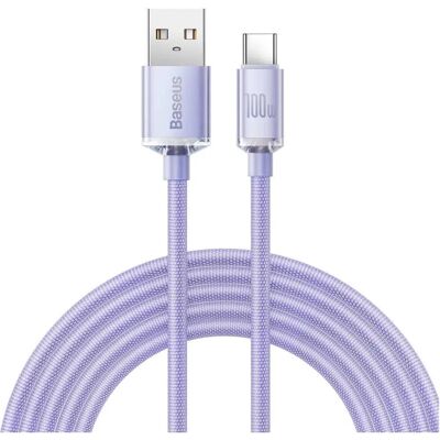 Kabel Baseus Fialová USB-C na USB-A 100W - Nabíjení a Přenos dat Kabel Baseus Fialová USB-C na USB-A 100W - Nabíjení a Přenos dat