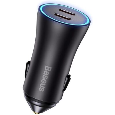 Chargeur voiture Baseus 65W Dual USB-C - Gris Universel - Chargeur Auto Chargeur voiture Baseus 65W Dual USB-C - Gris Universel - Chargeur Auto