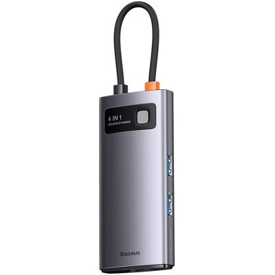Baseus Metal Gleam Série 4-en-1 Hub USB-C - Gris - Publicité Baseus Metal Gleam Série 4-en-1 Hub USB-C - Gris - Publicité