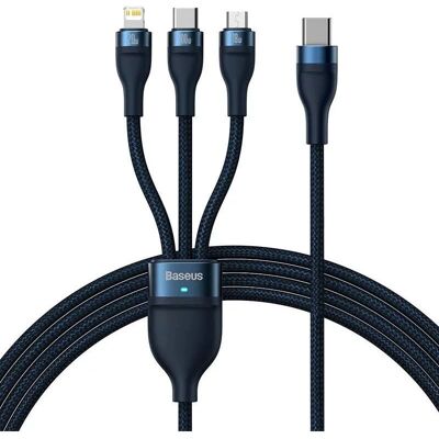 Baseus Flash Serie 2 3-in-1 USB-Kabel - 100W, 1,5m, Blau Baseus Flash Serie 2 3-in-1 USB-Kabel - 100W, 1,5m, Blau