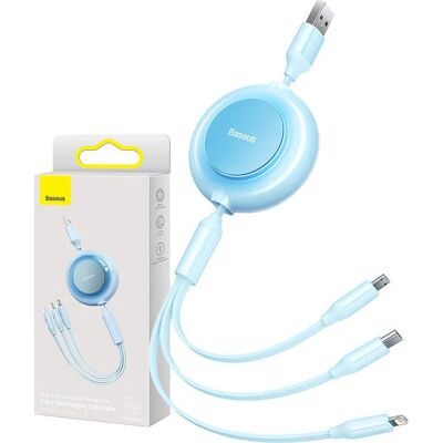 Baseus Bright Mirror 2 Mehrfach-USB 3-in-1 Kabel, 1,1m, Blau Baseus Bright Mirror 2 Mehrfach-USB 3-in-1 Kabel, 1,1m, Blau