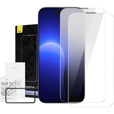 Baseus Edzett üveg iPhone 14 Pro, Porálló - Képernyővédő Baseus Edzett üveg iPhone 14 Pro, Porálló - Képernyővédő