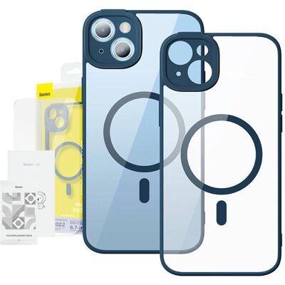 Coque et Protecteur d'Écran Magnétique Bleu Baseus pour iPhone 14 Plus Coque et Protecteur d'Écran Magnétique Bleu Baseus pour iPhone 14 Plus