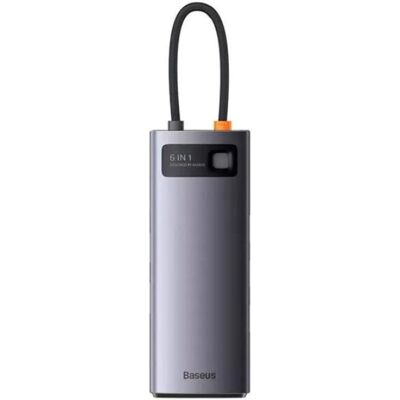 Hub USB-C 6 w 1 Baseus - 4K HDMI, 10Gb/s Dane, 100W PD - Szary Hub USB-C 6 w 1 Baseus - 4K HDMI, 10Gb/s Dane, 100W PD - Szary