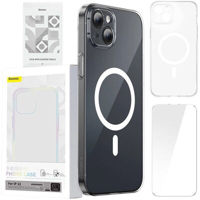 Baseus Magnetische Crystal Clear Case voor iPhone 13 - MagSafe, Glas, Transparant Baseus Magnetische Crystal Clear Case voor iPhone 13 - MagSafe, Glas, Transparant