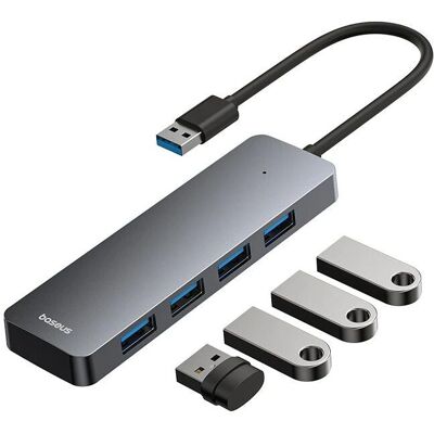 Baseus UltraJoy Serie 4-Port USB Hub - Schwarz/Grau Baseus UltraJoy Serie 4-Port USB Hub - Schwarz/Grau