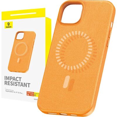 Baseus Fauxther Sorozat mágneses telefon tok - iPhone 15 Plus - Narancssárga Baseus Fauxther Sorozat mágneses telefon tok - iPhone 15 Plus - Narancssárga