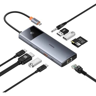 Baseus Metal Gleam Series II 10-in-1 USB Hub Docking - Multi-Ports, 4K HDMI Baseus Metal Gleam Series II 10-in-1 USB Hub Docking - Multi-Ports, 4K HDMI