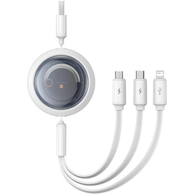 Câble de Charge 3 en 1 Baseus USB-C - Blanc Câble de Charge 3 en 1 Baseus USB-C - Blanc