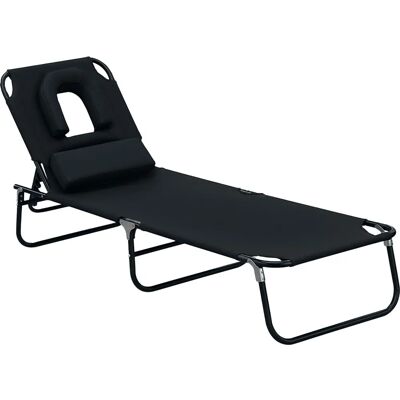 HOMCOM Transat Réglable - Chaise Longue de Jardin Pliable - Noir - Publicité HOMCOM Transat Réglable - Chaise Longue de Jardin Pliable - Noir - Publicité