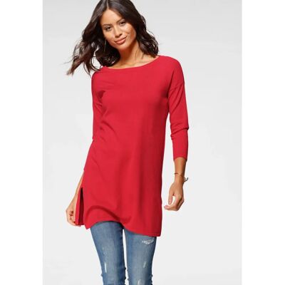 LAURA SCOTT Langpullover - Damen, Gr. 40, rot, Feinstrick, Basic, Lässiger Schnitt LAURA SCOTT Langpullover - Damen, Gr. 40, rot, Feinstrick, Basic, Lässiger Schnitt