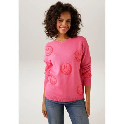 ANISTON CASUAL Pink Smiley Musterpullover - Pullover ANISTON CASUAL Pink Smiley Musterpullover - Pullover