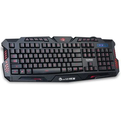 Marvo K636 Gaming-Tastatur - Ergonomisch, RGB-Beleuchtung, Wasserfest - Tastatur Marvo K636 Gaming-Tastatur - Ergonomisch, RGB-Beleuchtung, Wasserfest - Tastatur