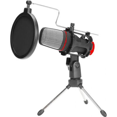 Marvo MIC-02 Mikrofon - Omnidirektional, 50Hz-16kHz, Schwarz/Silber Marvo MIC-02 Mikrofon - Omnidirektional, 50Hz-16kHz, Schwarz/Silber