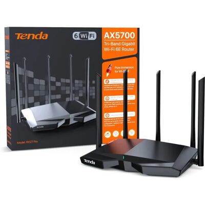 Tenda RX27 PRO Router - Wi-Fi 6E, Tri-Band, AX5700 - Schwarz Tenda RX27 PRO Router - Wi-Fi 6E, Tri-Band, AX5700 - Schwarz